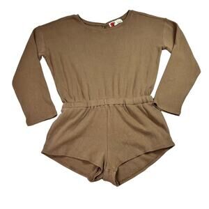 FREE PEOPLE FP Beach Romper Womens S Beige Sweater Knit Keyhole Back Pull On